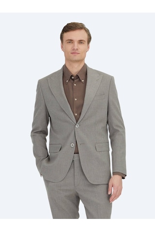 Açık Kahve Mikro Modern Fit Takım Elbise Açık Kahve