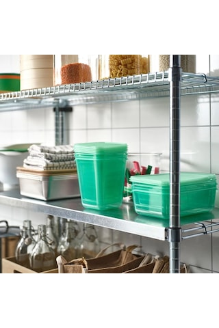 Ikea Pruta 17'li Gıda Saklama Kabı Seti 150 Ml - 1,8 L Şeffaf Açık Yeşil Şeffaf - Yeşil