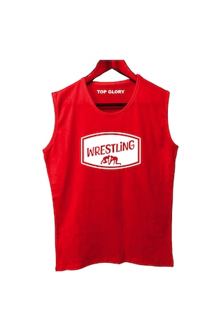 Top Glory Güreş Baskılı Kolsuz Sporcu T-shirt Tank Top Sporcu Fitness Atlet