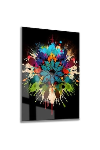 Modern Dekoratif Tablo, Cam Görünümlü, Yapışkanlı, Kolay Montaj, Uv Baskılı Mandala Desenli 40 X 60 Cm