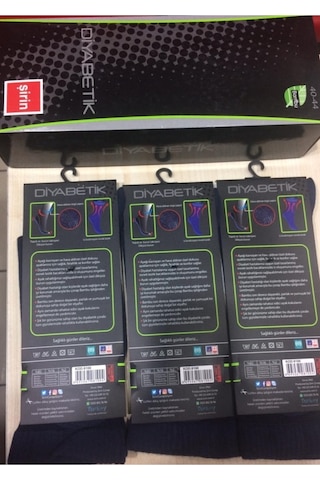 Şirin Diyabetik Şeker Çorabı Bambu Dikişsiz Lacivert Renk Erkek 3 Adet Lacivert