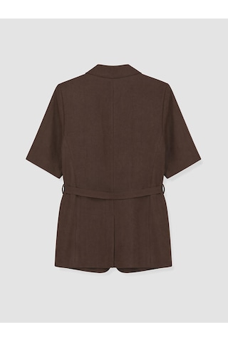 Lcw Studıo Kahverengi Kemerli Kadın %100 Keten Blazer Ceket