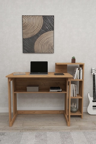 Lotus 5 Raflı Çalışma Masası Laptop Bilgisayar Masası Ofis Ders Yemek Çocuk Masası Çam