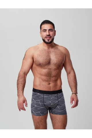 Mercan Boxer Piramit-geyik-men Desenli 3'lü Paket, Yüksek Kalite Çok Renkli