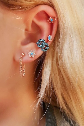 Tekli Eye Opal Taşlı Piercing Küpe-6858 Rose Gold