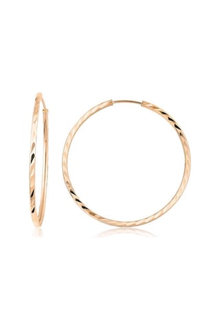 Yelpaze Kalemli Pembe Altın Halka Küpe Çapı: 3.5cm - Rose Gold Pembe Altın