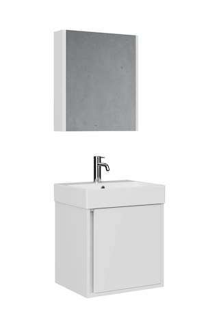 Vasa Kapaklı 50 Cm Beyaz Lavabo Dolabı Üçlü Set