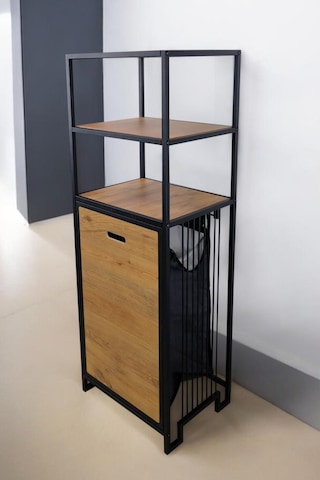 Digithome Metal Kirli Sepetli 3 Raflı Çok Amaçlı Banyo Düzenleyici Raf Organizer Siyah/atlantik Çam Mrs-008 C1-1-369 Atlantik - Çam