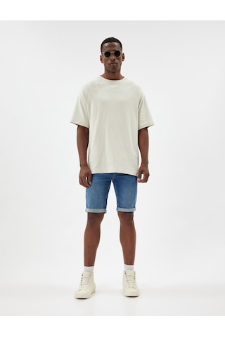 Koton Oversize Kot Şort Bermuda Cep Detaylı Pamuklu Koyu İndigo 4sam40093nd İndigo