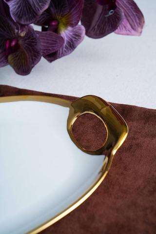 Acar Arven Oval Gold Sunum Tepsisi - 45 Cm Beyaz