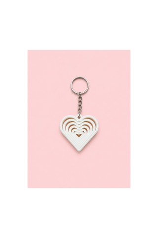 Tarzınıseç 3d Beyaz Kalp Anahtarlık Charm 2'li Set