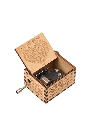 Ulzyvf El Yapımı Ahşap Müzik Kutusu - Romantik Melodili Hediye - Can't Help Falling In Love Ahşap Rengi