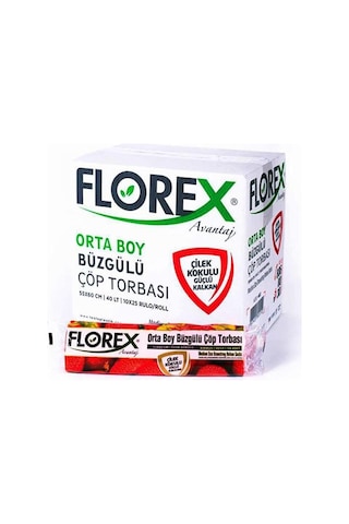 Florex Büzgülü Çilek Kokulu Orta Boy Çöp Torbası - Koli
