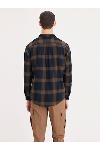 Dockers Minimalist Kareli Uzun Kol Erkek Gömlek - Günlük Şıklık Mavi