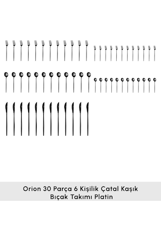 Karaca Orion 30 Parça 6 Kişilik Çatal Kaşık Bıçak Takımı Black