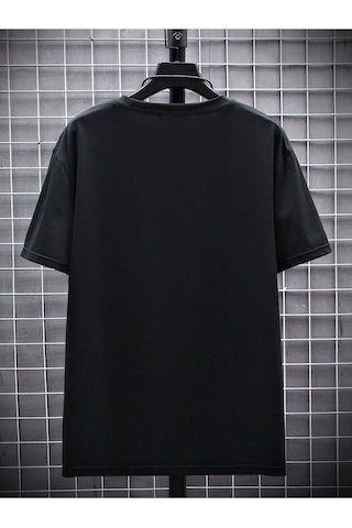 El Göz T-shirt - Siyah Baskılı Oversize Bisiklet Yaka Kısa Kol Tişört Siyah