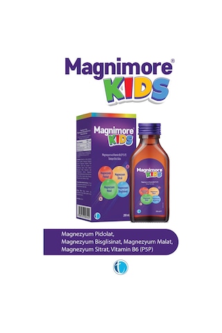 Magnimore Kids Magnezyum Pidolat Bisglisinat Sitrat Malat Vitamin B6 P5p 200 ML