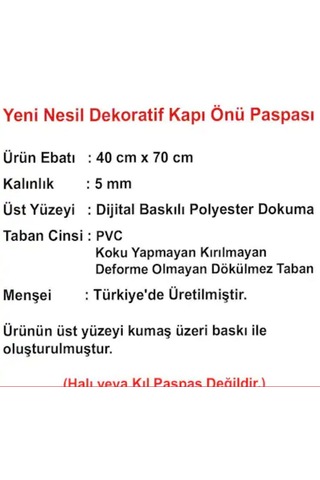 Anahtar Baskılı Kauçuk Kapı Önü Paspası