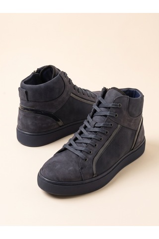 Bafaş 038035hn Lacivert Hakiki Dana Derisi Bağcıklı Erkek Sneaker