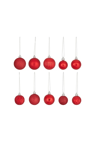 Walke 20li Karışık Desenli Yılbaşı Süsü Kırmızı Cici Top