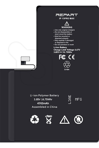 İphone 13 Pro Max Uyumlu Güçlendirilmiş Yüksek Kapasite Batarya - 4800 Mah