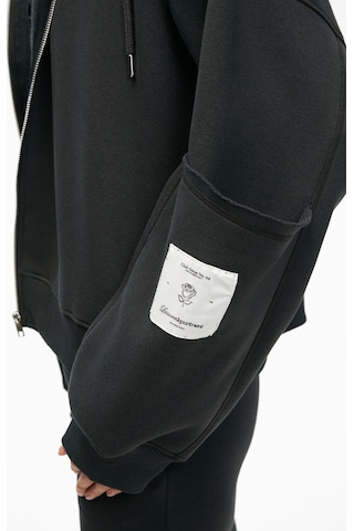 Grımelange Vıvıenne Kadın Metal Fermuarlı Kapüşonlu Kolda Süs Etiket Ve Cep Detaylı Antrasit Sweatsh Antrasit