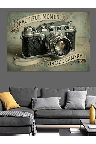 Beautiful Moments Vintage Fotoğraf Makinesi Dekoratif Kanvas - Mdf Ahşap Tablo