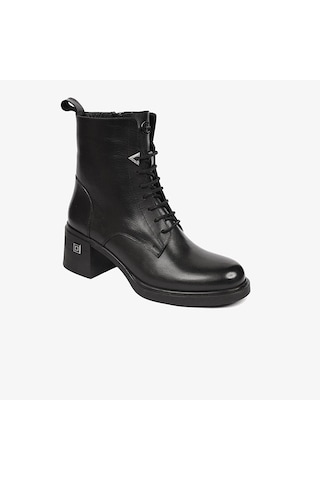 Greyder 59127 Kadın Hakiki Deri Bağcıklı Kenarı Fermuarlı Kalın Topuk Chıc Bot 001