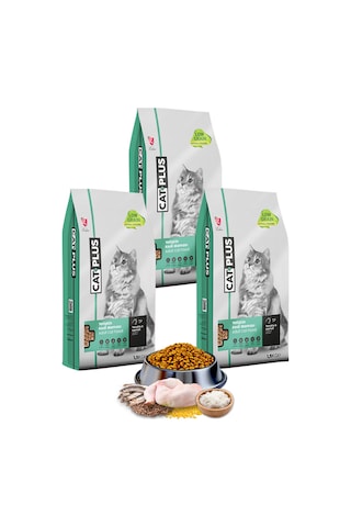 CatPlus Tavuklu ve Hamsili Yetişkin Kedi Maması 3 x 1500 G