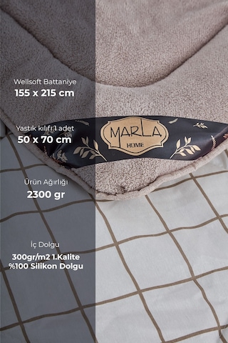 Line Krem Desenli Tek Kişilik Çift Taraflı Wellsoft Yorgan Seti - Krem - 155x215