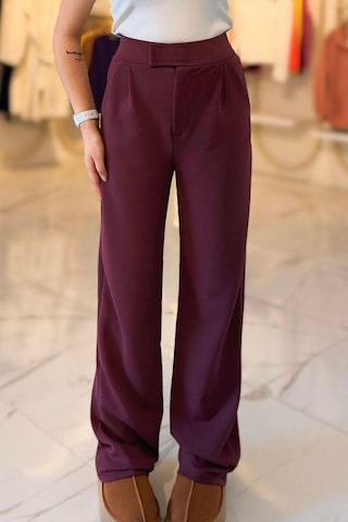 Bb Butik Basic Bordo Cırtlı Palazzo Pantolon 4556 Bordo