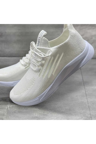 Tutınom Unisex Ortopedik Yumuşak Taban Günlük Yazlık Sneaker Spor Ayakkabı Beyaz Buz