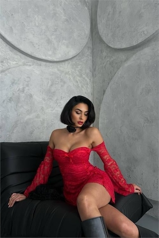 Dip Moda Kadın Kırmızı Glop Detaylı Dantel Mini Elbise Dpnbdf105 Kırmızı