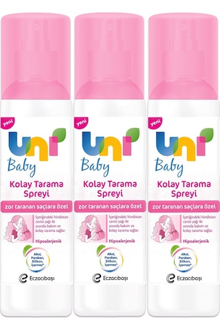 Uni Baby Saç Tarama Spreyi 200ml Zor Taranan Saçlara Özel 3 Lü