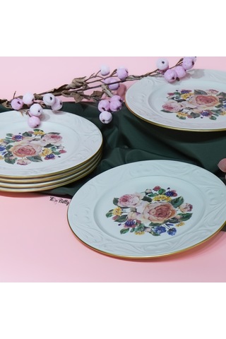 Rose Deluxe Porselen 6'lı Servis Tabağı Pembe