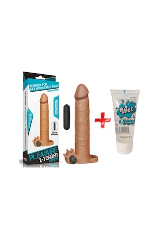 Truva Shop X-Tender Titreşimli Uzatmalı Gerçekçi Penis Kılıfı Halka + Jel