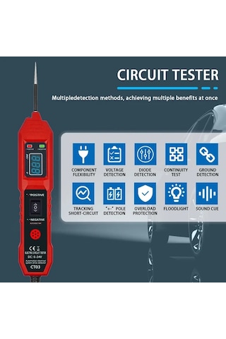 Willowhaven Yeşil 6-24v Araç Elektrik Test Cihazı Led Ekranlı Buzzerlı Oto Motor Tamir