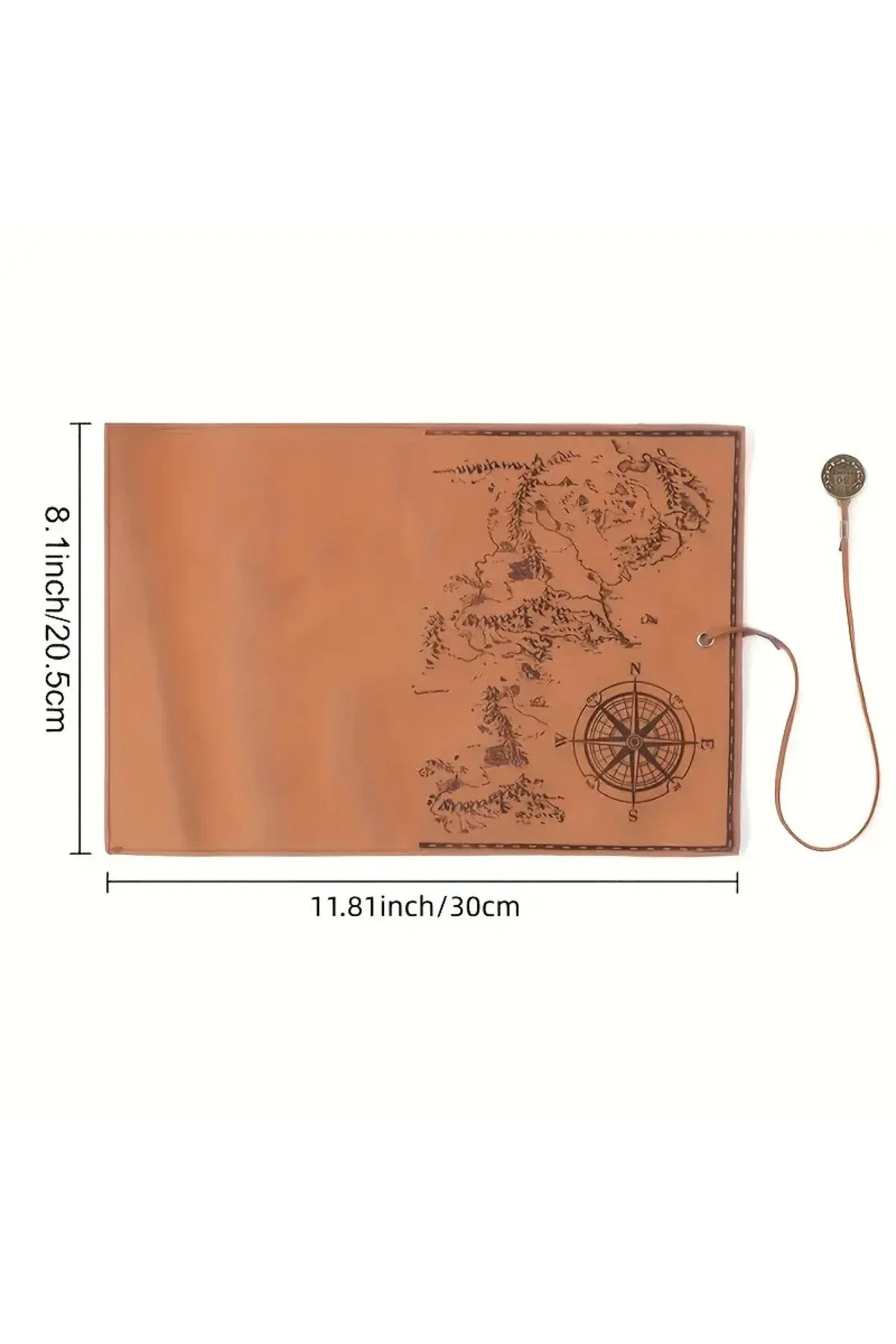 Yaratıcı Hazine Haritası Retro Kalem Kutusu Deri Büyük Kapasiteli Rulo Kalem Çantası Mat Koyu Kahverengi