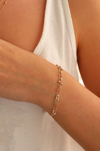 Moom Mücevherat 14 Ayar Altın Dorika Toplu Altın Bileklik Renkli Toplar Üç Sıra Çok Renkli