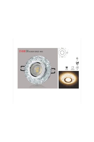 Ct-6598 Sim Kristal Cam Spot 7 Watt Beyaz Işık Led Ampullü Takım Led Efektli Beyaz Işık Led 7 Watt Diğer