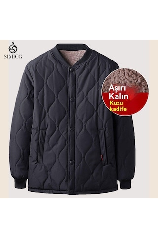 Polar Astarlı Ekstra Kalın Pamuklu Dolgulu Ceket Siyah