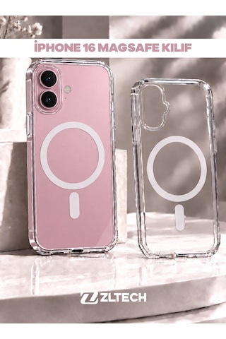 Apple iPhone 16 Uyumlu Magsafe Özellikli Sert Şeffaf Kılıf Plastıc Cover Şeffaf