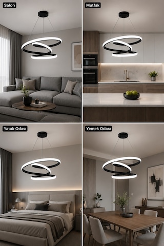 AvizeGO Lina Led Sarkıt Avize Beyaz Işık Siyah