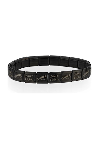 K. Atatürk İmzası 1881-193 İtalyan Charm Unisex Çelik Bileklik Scb59 Siyah 94944259