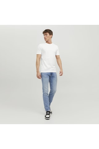 Jack & Jones Bisiklet Yaka Basic Tisört-Organic 12156101 Beyaz