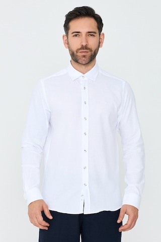 White Stone Beyaz %100 Pamuk Dynamic Fit Erkek Uzun Kollu Gömlek