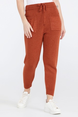 Sementa Kadın Bağcıklı Cepli Triko Pantolon - Taba 001
