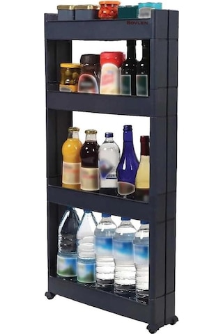 Slim Organizer 4 Katlı Plastik Banyo / Mutfak Düzenleyici Raf Antrasit 49,5 14 101 Cm Antrasit