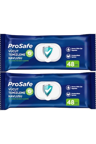 Prosafe Hasta Vücut Temizleme Islak Mendil Havlu 48 Yaprak Xl 2 Li Set Plastik Kapak 2'li Set