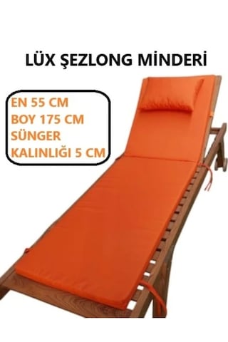 Lüks Şezlong Minderi Yastıklı 5cm Sünger Turuncu